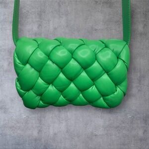 JW PEI Maze Crossbody Shoulder  Bag Grass Green Vegan Leather  Woven Padded